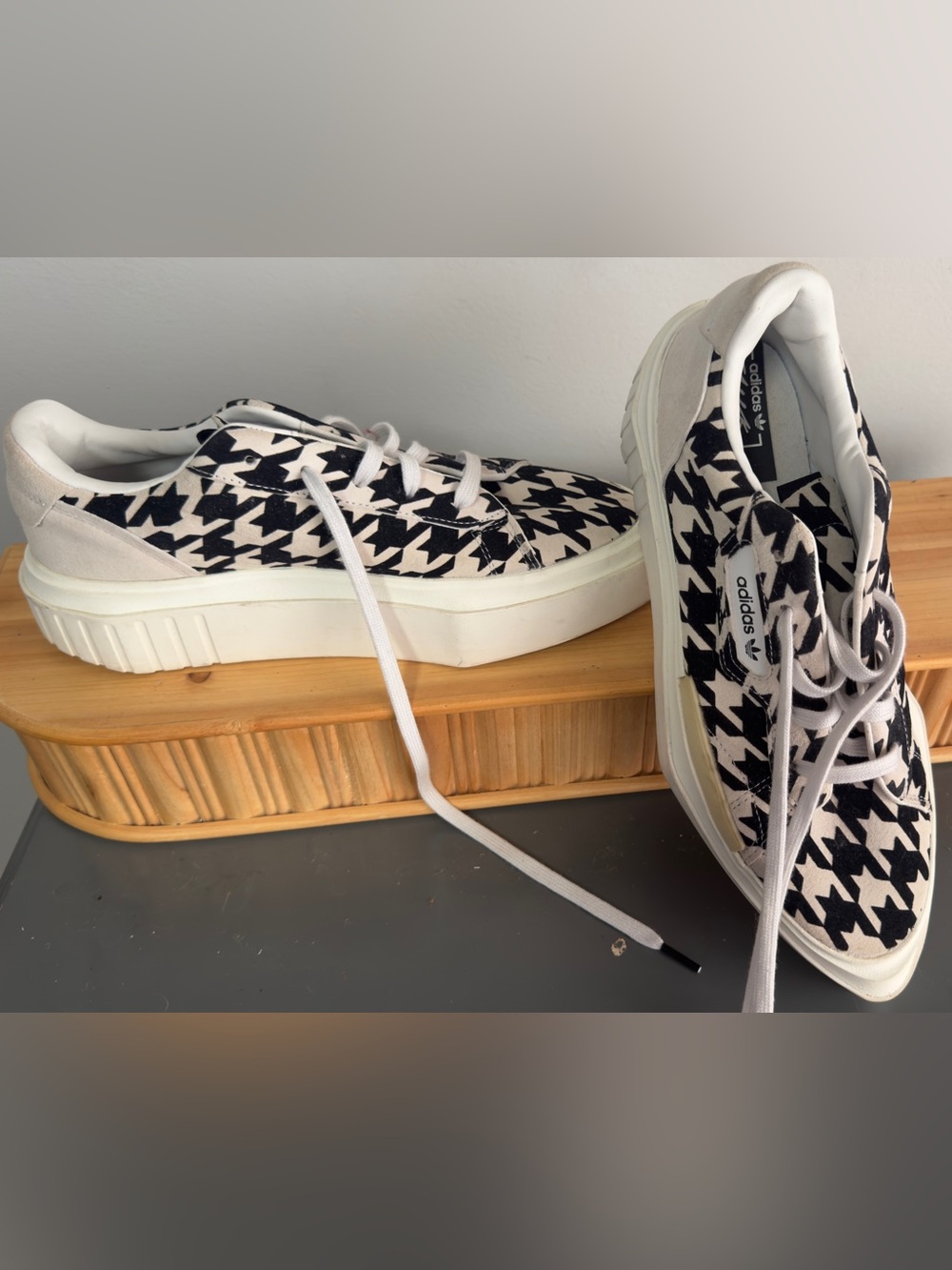 ADIDAS Exclusive HyperSleek Black & White Houndstooth with platform sole